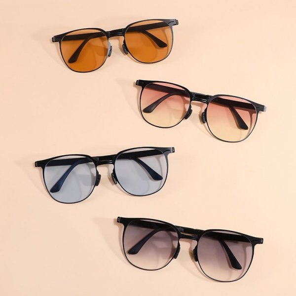 Folding Metal Sunglasses Cookie Sunglasses Gradient Fashion Sunscreen UV Oval